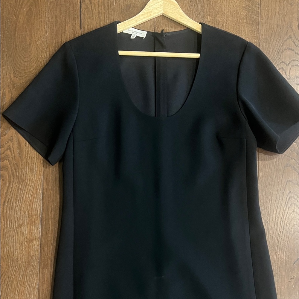 Lafayette 148 New York Black Midi Scoop-Neck Dress